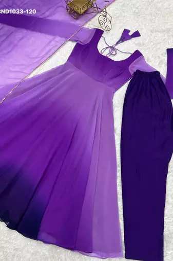 purple georgette plain kurta set