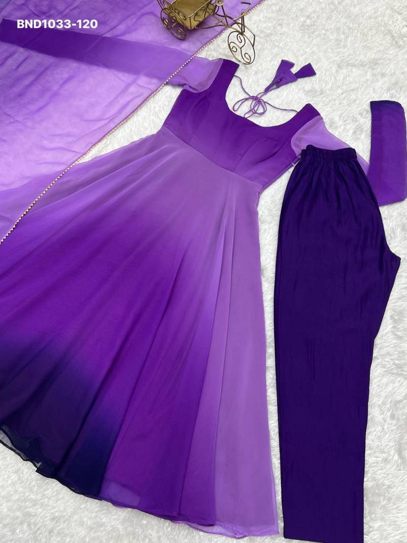 Purple georgette plain kurta-sets