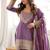 Mauve purple afghani salwar suit set with elegant zari border