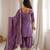 Mauve purple afghani salwar suit set with elegant zari border
