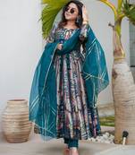 Multicolor organza printed kurta-sets