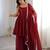 Maroon silk blend embroidered kurta-sets