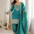 Designer rama green embroidered kurta afghani pant set for festivals