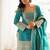 Designer rama green embroidered kurta afghani pant set for festivals