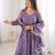 Purple silk blend woven kurta-sets