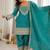 Designer rama green embroidered kurta afghani pant set for festivals