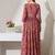Pink striped printed rayon a-line pleated kurta