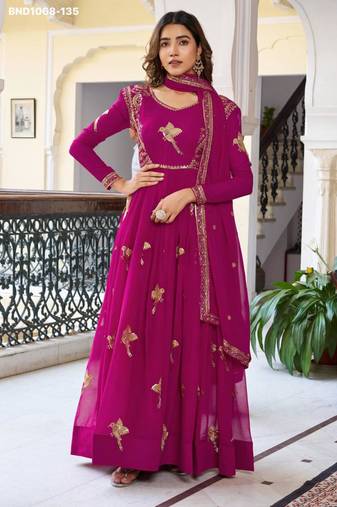 Pink georgette embroidered kurta-sets
