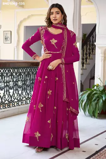Pink georgette embroidered kurta-sets