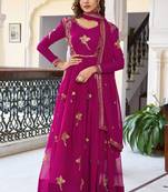 Pink georgette embroidered kurta-sets