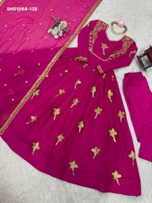pink embroidered georgette kurta set 3