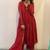 Red silk blend plain kurta-sets