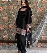 Black crepe embroidered kurta-sets