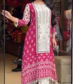 Pink silk blend printed kurta-sets
