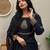 Dark-navy-blue georgette embroidered kurta-sets