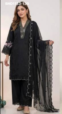 black embroidered chanderi kurta set 1