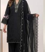 Black chanderi embroidered kurta-sets