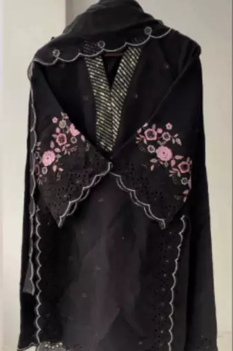 black embroidered chanderi kurta set