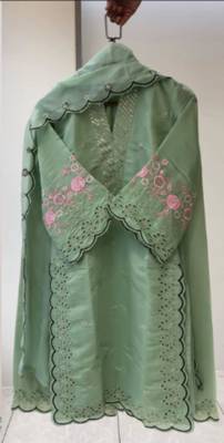 light sea green chanderi embroidered kurta set 3