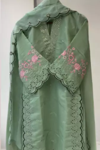 light sea green chanderi embroidered kurta set