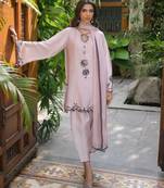 Light-pink silk blend embroidered kurta-sets