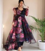 Multicolor organza printed kurta-sets