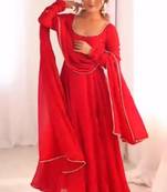 Red georgette embroidered kurta-sets