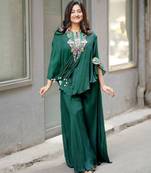 Dark-green chinon embroidered kurta-sets