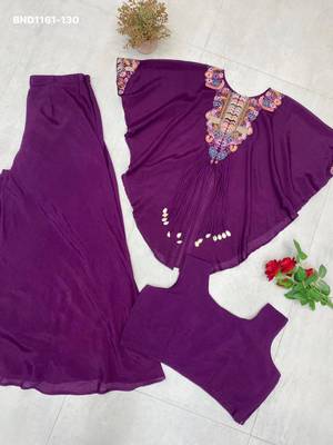 purple embroidered chinon kurta set 3