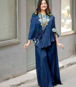 Royal-blue chinon embroidered kurta-sets