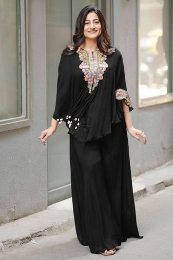 Black chinon embroidered kurta-sets