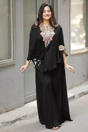 Black chinon embroidered kurta-sets