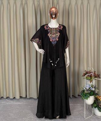 black embroidered chinon kurta set 2