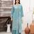 Sky-blue silk blend embroidered kurta-sets