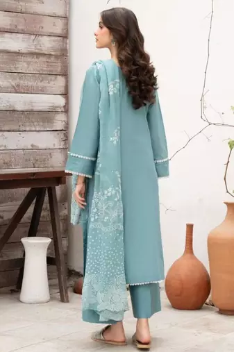 sky blue embroidered silk blend kurta set