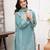 Sky-blue silk blend embroidered kurta-sets