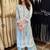 Light-blue rayon embroidered kurta-sets