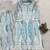 Light-blue rayon embroidered kurta-sets