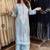 Light-blue rayon embroidered kurta-sets