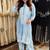 Sky-blue rayon embroidered kurta-sets