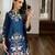 Blue crepe embroidered kurta-sets