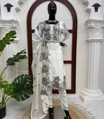 White silk blend embroidered kurta-sets