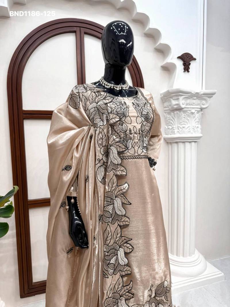 Light-chiku silk blend embroidered kurta-sets