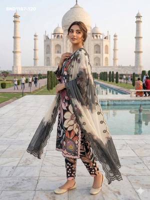 multicolor embroidered muslin womens kurta set 5