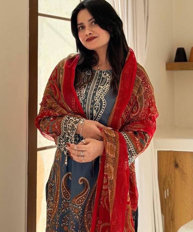 Royal-blue chinon printed kurta-sets