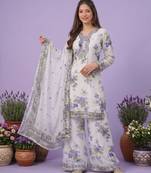 White georgette printed kurta-sets