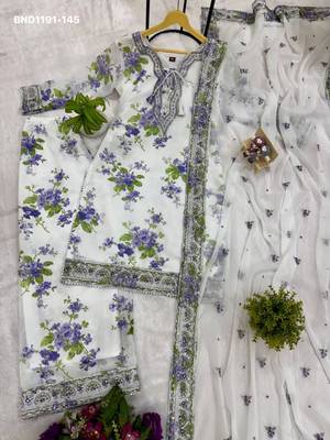 white printed georgette kurta set 4