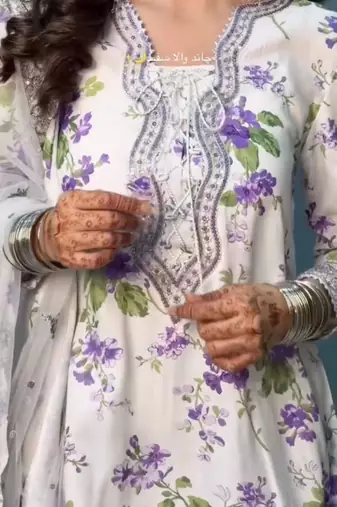 white printed georgette kurta set