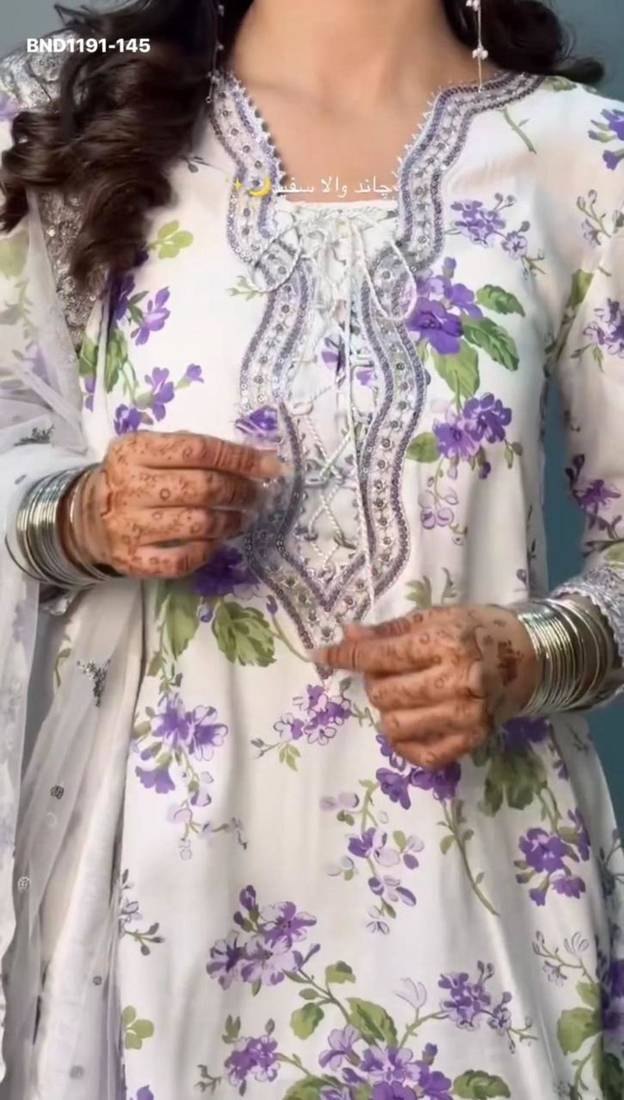 White georgette printed kurta-sets