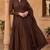 Coffee-brown silk blend embroidered kurta-sets